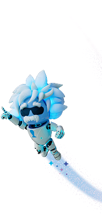 AI robot character streaking through space, symbolizing autonomous agents